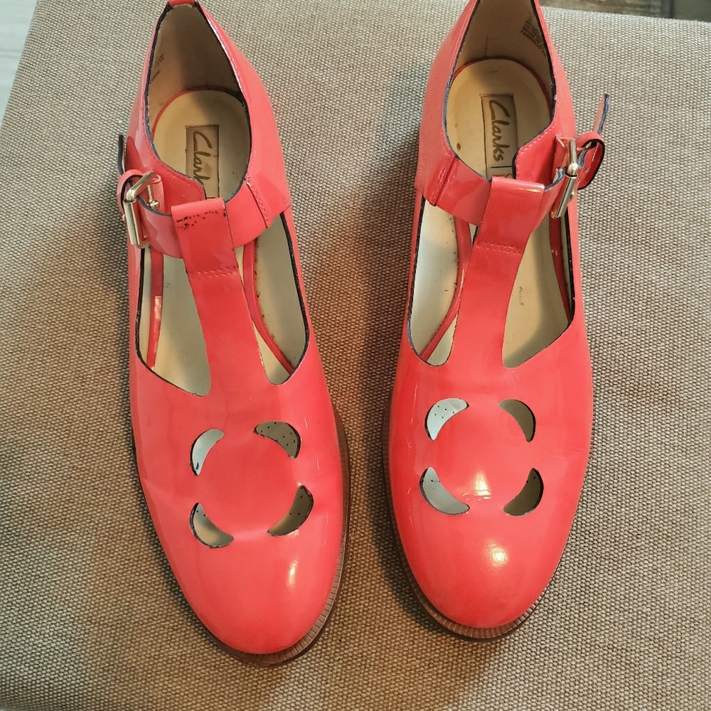 Coral Clarks Mary Jane leather shoes